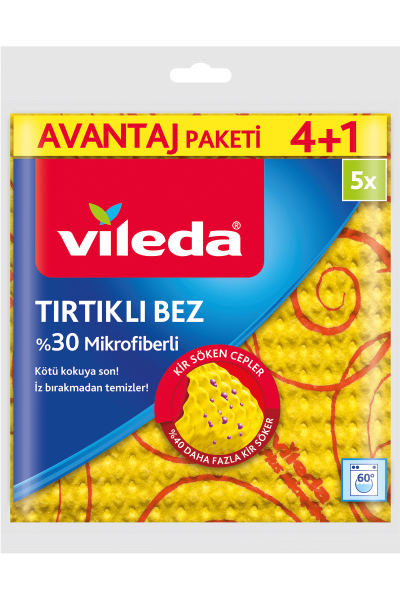 Vileda %30 Mikrofiber Tırtıklı Temizlik Bezi 4lü