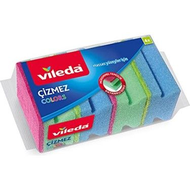 Vileda Çizmez Colors Oluklu Sünger 4lü