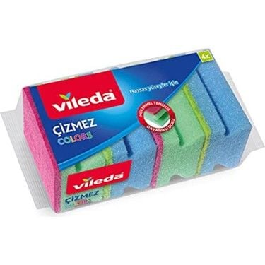 Vileda Çizmez Colors Oluklu Sünger 4lü