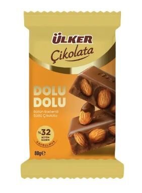 Ülker Dolu Dolu Bütün Bademli Sütlü Çikolata 80gr