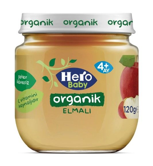 Hero Baby Kavanoz Organik Mama Elmalı 120gr