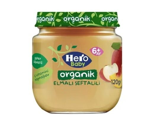 Hero Baby Kavanoz Organik Mama Elmalı Şeftalili 120gr