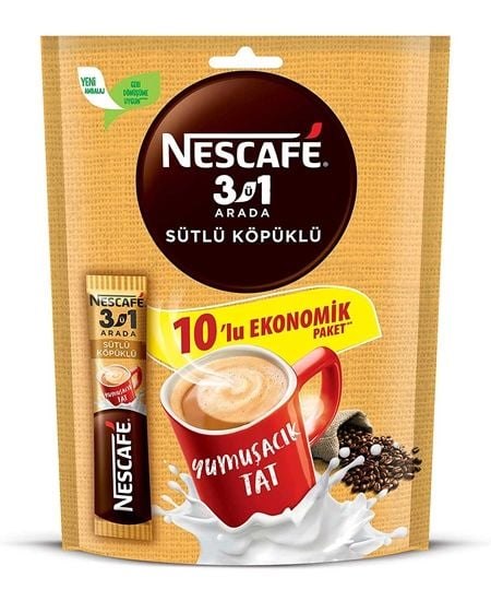 Nescafe 3ü1 Arada Sütlü Köpüklü 10lu Poşet